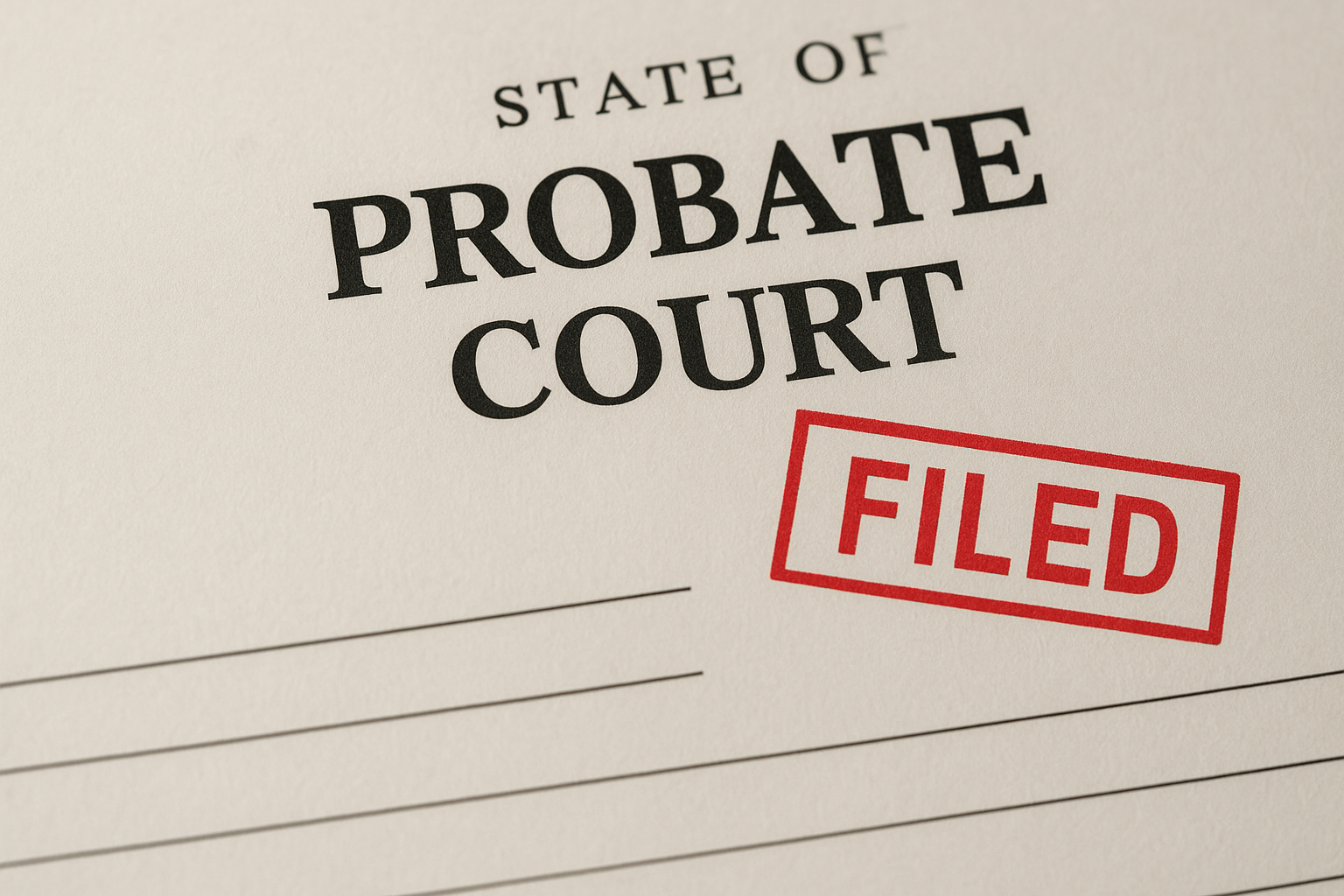 Probate court documents stamped “Filed”